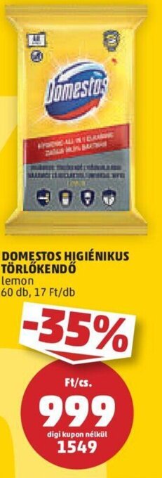 PENNY Domestos Higiénikus törlőkendő 60 db ajánlat