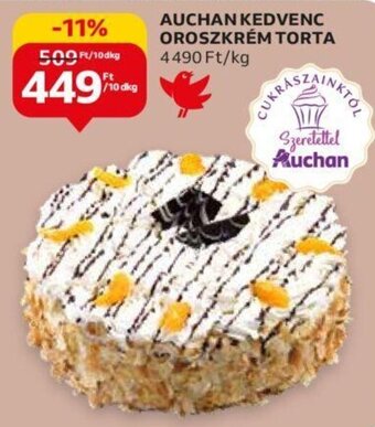 Auchan Auchan Kedvenc oroszkrém torta 10 dkg ajánlat