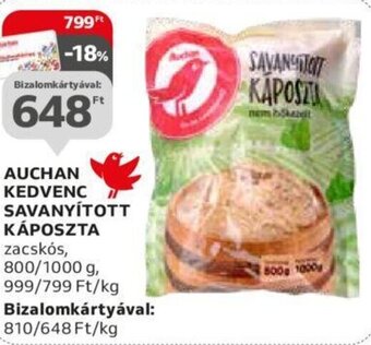 Auchan Auchan Kedvenc savanyított káposzta 800 / 1000 g ajánlat