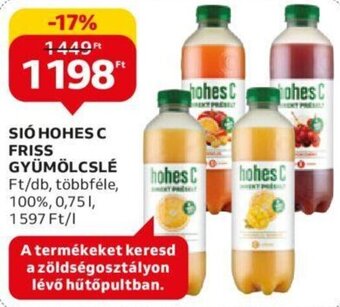 Auchan Sió Hohes C friss gyümölcslé 0,75 l ajánlat