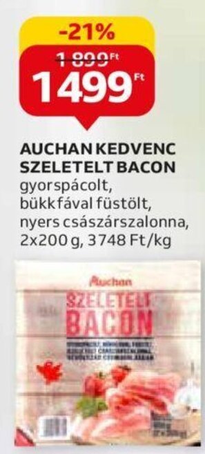 Auchan Auchan Kedvenc szeletelt bacon 2 x 200 g ajánlat