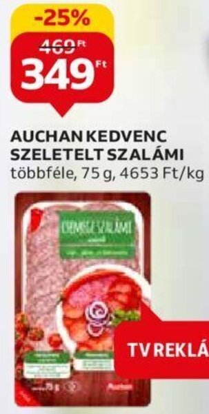 Auchan Auchan Kedvenc szeletelt szalámi 75 g ajánlat