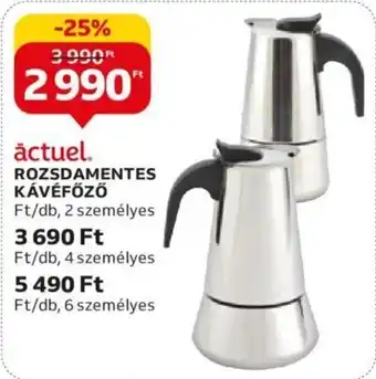 Auchan āctuel Rozsdamentes kávéfőző 1 db ajánlat