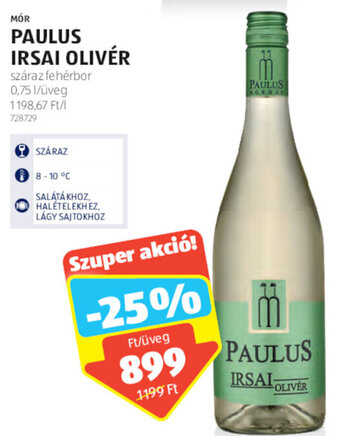 ALDI Mór Paulus irsai olivér 0,75 l ajánlat