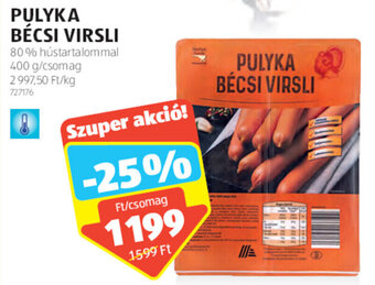 ALDI Pulyka bécsi virsli 400 g ajánlat