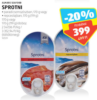 ALDI Almare Seafood Sprotni 170 g ajánlat