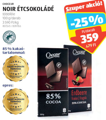 ALDI Choceur Noir étcsokoládé 100 g ajánlat