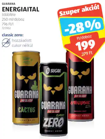 ALDI Guarana Energiaital 250 ml ajánlat
