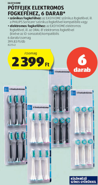 ALDI Easyhome Pótfejek elektromos fogkeféhez 6 db ajánlat