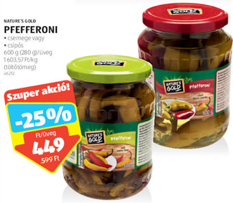 ALDI Nature's Gold Pfefferoni 600 g ajánlat