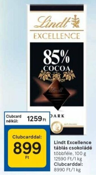 Tesco Lindt Excellence táblás csokoládé 100 g ajánlat