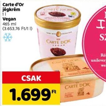 Spar Carte D'Or jégkrém 1 l / Vegan 465 ml ajánlat