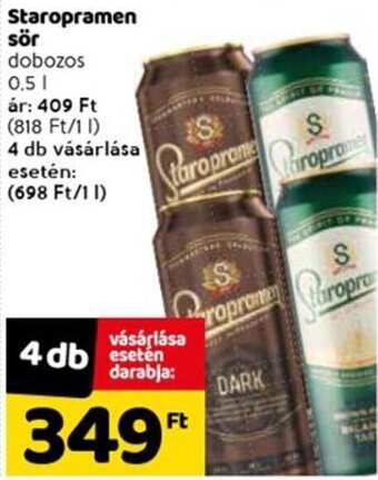 Spar Staropramen sör 0,5 l ajánlat