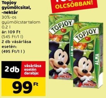 Spar Topjoy gyümölcsital, -nektár 0,2 l ajánlat