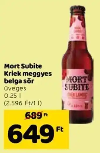 Spar Mort Subite Kriek meggyes belga sör 0,25 l ajánlat