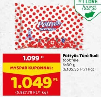 Spar Pöttyös Túró rudi 6 x 30 g ajánlat