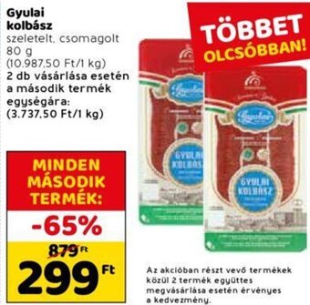 Spar Gyulai kolbász 80 g ajánlat