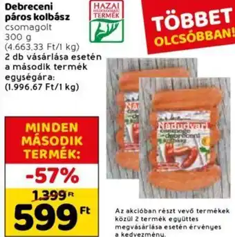 Spar Nádudvari Debreceni páros kolbász 300 g ajánlat