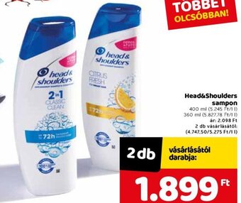 Spar Head&Shoulders sampon 360 / 400 ml ajánlat
