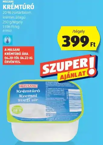ALDI Milsani Krémtúró 250 g ajánlat