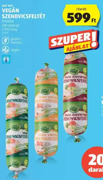 ALDI Just Veg! Vegán szendvicsfeltét 200 g ajánlat