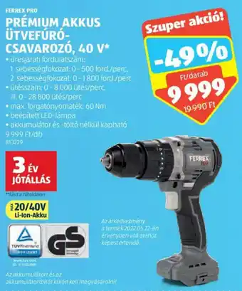 Ferrex Pro Prémium akkus ütvefúró- csavarozó 1 db