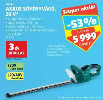 ALDI Ferrex Akkus sövényvágó 1 db ajánlat