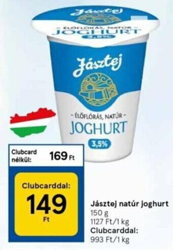Tesco Jásztej Natúr joghurt 150 g ajánlat