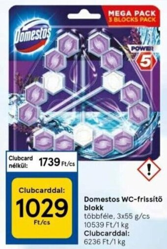 Tesco Domestos WC-frissítő blokk 3 x 55 g ajánlat