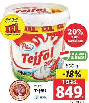 Lidl Pilos Tejföl 800 g ajánlat