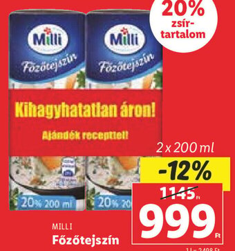 Lidl Milli Főzőtejszín 2 x 200 ml ajánlat