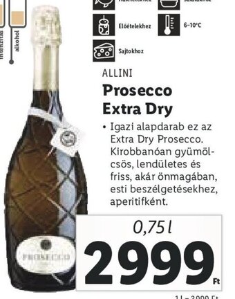 Lidl Allini Prosecco Extra Dry 0,75 l ajánlat