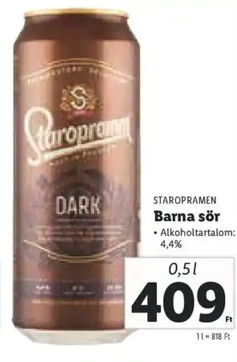 Lidl Staropramen Barna sör 0,5 l ajánlat