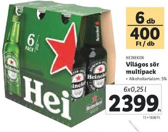 Lidl Heineken Világos sör multipack 6 x 0,25 l ajánlat