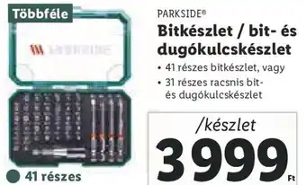 Lidl Parkside Bitkészlet / bit- és dugókulcskészlet 1 készlet ajánlat