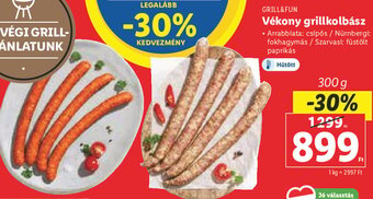 Lidl Grill&Fun Vékony grillkolbász 300 g ajánlat