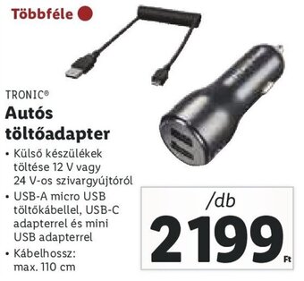 Lidl Tronic Autós töltőadapter 1 db ajánlat