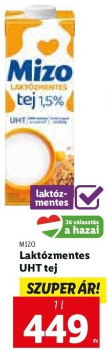 Lidl Mizo Laktózmentes uht tej 1 l ajánlat