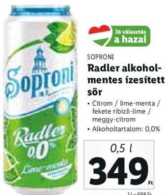 Soproni Radler alkohol-mentes ízesített sör 0,5 l