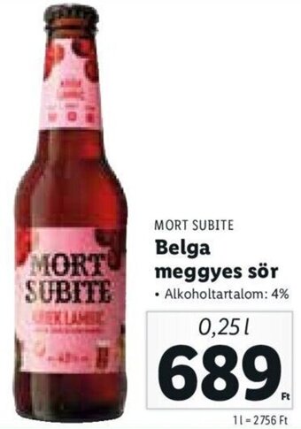 Lidl Mort Subite Belga meggyes sör 0,25 l ajánlat
