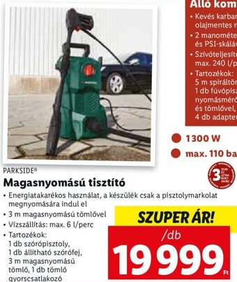Parkside Magasnyomású tisztító 1 db