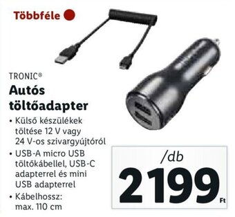 Lidl Tronic Autós töltőadapter 1 db ajánlat