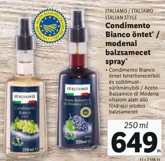 Italiamo / Italiamo Italian Style Condimento Bianco öntet* / modenai balzsamecet spray 250 ml