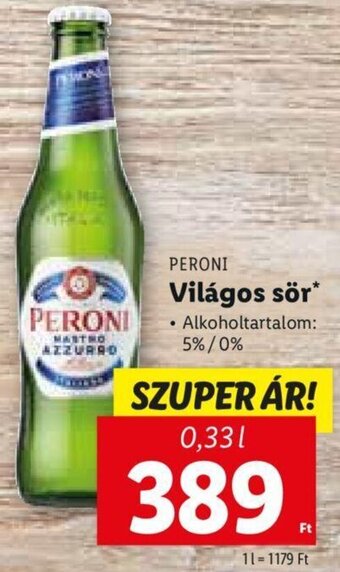 Lidl Peroni Világos sör 0,33 l ajánlat