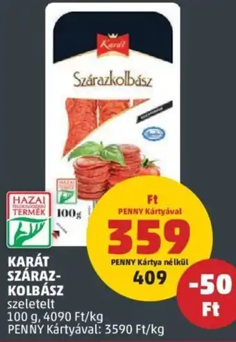 PENNY Karát Száraz- kolbász 100 g ajánlat