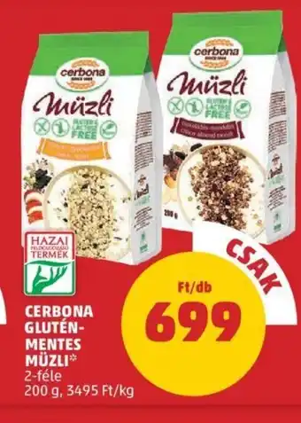 PENNY Cerbona Glutén-mentes müzli 200 g ajánlat
