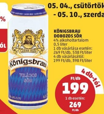 PENNY Königsbrau Dobozos sör 0,5 l ajánlat