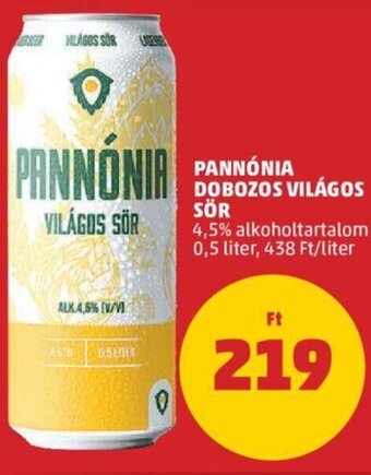 PENNY Pannónia Dobozos világos sör 0,5 l ajánlat