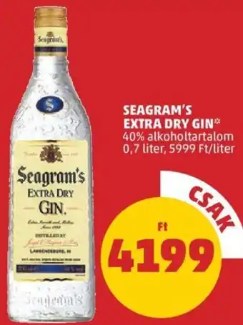 PENNY Seagram's Extra dry gin 0,7 l ajánlat