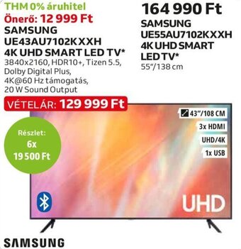 Auchan Samsung Ue43au7102kxxh 4k uhd smart led tv 1 db ajánlat